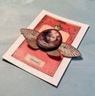Mixed Media Collage Art Card Aceo Child  Butterfly And Button Series    blessed   
