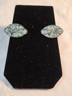 Vintage Taxco Mexican Turquoise Inlay Sterling Silver 925 Screw Back Earrings