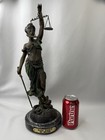 Antique Blind Justice Bronze Sculpture Statue Signed Alois Mayer Marble Base 19   