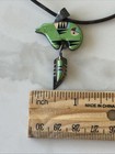 Gaspeite Pendant Bear Totem Fetish With Feather  Native American Indian Jewelry