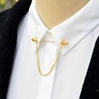 Men Shirt Collar Clips Bar Lapel Pin Chain Tie Brooch Necktie Stick Chic New