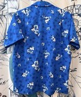 Vintage 1970-80s Hookano Brand Hawaiian Shirt Mens Medium Blue Floral Polyester