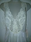 Vintage 90s Shadowline Olga-esque Ivory Silky Nylon Lace Nightgown 2x Plus Nwt