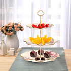Fanquare 3-tier Floral Royal Cupcake Stand  Vintage Fruit Plate With Gold Trim  