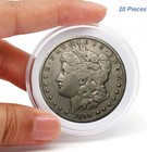 20pcs 18-38mm Foam Gaskets Clear Plastic Round Coin Capsules Holder Storage Case