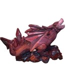 Fantasy Red Dragon Figurine Statue On Brick Base Approx 13 In Long