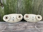 Pair Of Antique Art Nouveau Deco 2 Bulb Metal Flush Ceiling Light Fixtures 12   