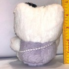 Kawaii Cat Plush Keychain Purple Top W Black Tweed Bow   Purse Charm 4 