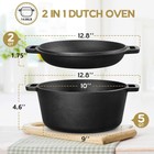 5qt Dutch Oven Pot With Lid  2-in-1 Pre-seasoned Cast Iron Dutch Oven Stock Pot