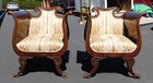 Antique American Empire Early 19th Century Mahogany Armchairs W  Claw Feet