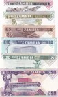 Zambia Set 6 Pcs 1 2 5 10 20 50 Kwacha Nd 1980 P 23 24 25 26 27 28 Unc