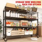 4-tier 72 h Metal Wire Shelving Unit W wheels Heavy Duty Adjustable Storage Rack