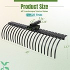60   3 Point Landscape Rock Rake Steel For Category 1 Compact Tractors Loader Us