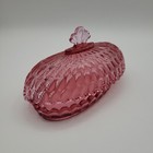 Vtg Fenton Butter Dish   Lid Cranberry Pink Butter Glass  read 