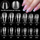 600pc Gel X Nail Tips Clear Fake Nails Full Cover False Nail Medium Coffin