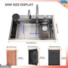 New Flying Rain Stainles Steel Watefall Kitchen Sink With Pull Down Faucet Black