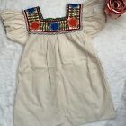 Mexican Boho Embroidered Square Neckline Aguacatenango Top Large