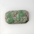 Vintage Obidome Sash Kimono Clip Floral Carved Jade   Sterling  Japan 2x1 In
