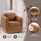 360   Swivel Accent Chair With Pillow  Leather Living Room Armchair No-sag Foa   
