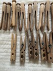 Lot Of 55 Vintage Wooden Clothes Pins Spring Loaded Clip And Round Head Antique