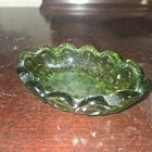 Vintage Le Smith Green Moon And Stars Glass Ashtray Trinket Vanity Dish Bowl