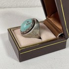 Vintage Navajo Native American Turquoise Silver Tone Cocktail Ring Adjustable