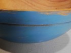 19th C Aafa Large Blue Painted Wooden Trencher Bowl Primitive Hand Carved Maple