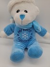 Dan Dee 10  My First Christmas Blue White Teddy Bear Plush Sewn Eyes Lovey Soft