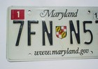 Maryland License Plate  7fn-n57 Embossed 2016 Sticker Date