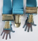 Vintage 1990s Turquoise Hand Clip Suspenders Elastic Novelty Braces Retro Unisex