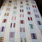 Vintage Hand Stitched Quilt 66x76 Cotton Feedsack Style Farmhouse 