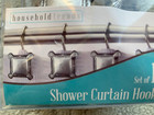 New Set Of 12 Bathroom Shower Curtain Hooks Square Decorative Silver Metal