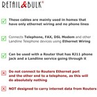 Rj11 To Rj45 Phone Line To Ethernet Connector Cable For Telephone Line  6 Foot