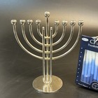 Vtg Silver Metal 9 Branch Candelabra Menorah Hanukkah Candles Lot Jerusalem 9 