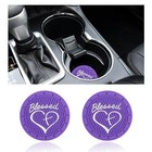 Dickno 2pcs Car Cup Holder Coaster  2 76 Inch Blessed Cross And 2 Pcs Purple