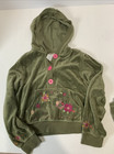 Vintage Gymboree Velour Flower Outfit Set Girls 7 8 Y2k Green Hoodie Pants