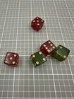 5 Vtg Red Green Translucent Lucite Casino Gaming Dice Set 1960s Collectible
