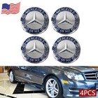 4 X Wheel Center Hub Caps Amg Wreath Blue Fit For Mercedes Benz A C E Sl Class