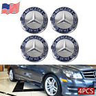 4 X Wheel Center Hub Caps Amg Wreath Blue Fits For Mercedes-benz Class A C E Sl