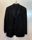 Jones New York Tuxedo Blazer Jacket Mens Black Satin Notch Lapel 42l  br 
