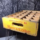 Coca-cola Wood Yellow Crate Carrier Coke Metal 24 Bottle Jefferson City Mo  Vtg 