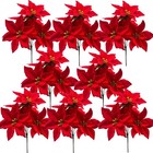 8 Pack 7 Heads Christmas Artificial Poinsettia Flowers Faux Poinsettia Bush B   