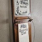 Vintage Grocery List With Pencil Wood Plaque Wall Hanging Antique Vintage Decor