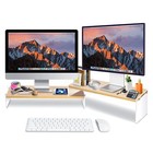Wood Adjustable Monitor Riser For Desk 2 Tier Dual Monitor Stand With Acrylic   