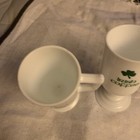 3 Vintage Milk Glass Irish Coffee Mugs With Shamrocks Footed Mugs