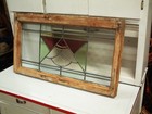 Old English Leaded Stained Glass Window  Gorgeous W  Wood Frame 31 X 18 In 