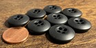 Set Of 8 Vtg Nos Sturdy Black Plastic 4-hole Sew-through Buttons 19mm 3 4  16115