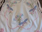 Drawstring Bag Hm W vtg Vanity Scarf Hand Embr W  blue Top Wings Butterflies 