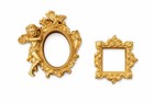 Vtg Victorian Style Ornate Set Of 2 Mini Picture Frames Cherub Baroque Weighty