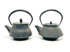 Two  2  Miniature Small Japanese Cast Iron Teapots